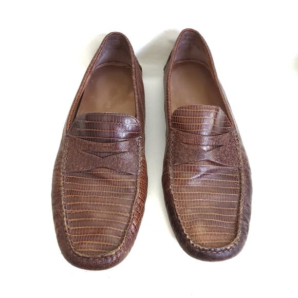 Donald J Pliner | Crocodile Print Leather Slip-On Loafers Rubber Soles no size - Picture 1 of 11